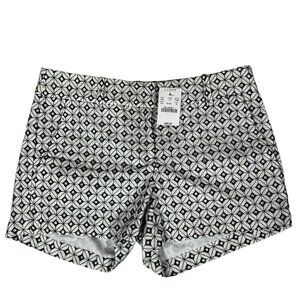 NWT J.Crew Womens Black White Geometric Preppy Neutral Chino Shorts Size 00